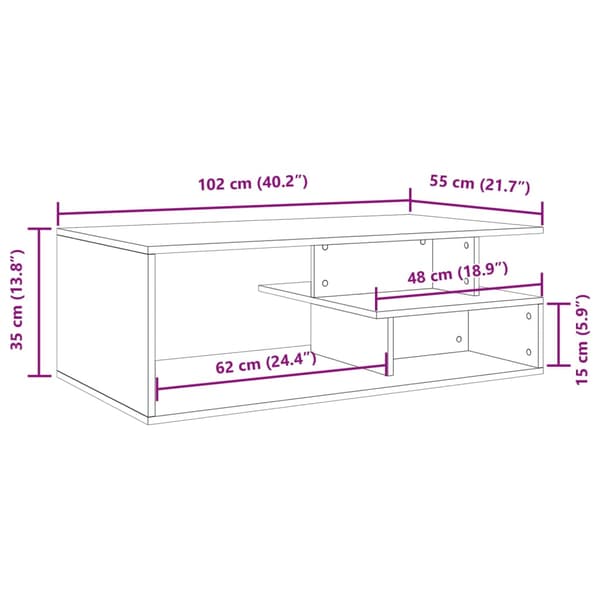 vidaXL Soffbord, Vitt, 102x55x35 cm, Träbaserat Material