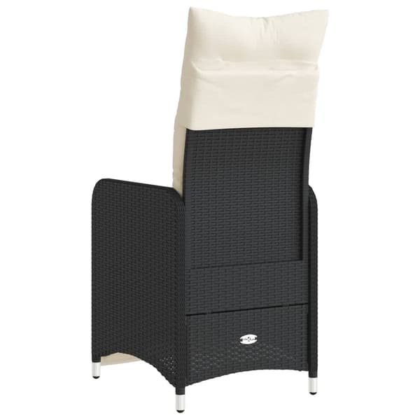 vidaXL havestol med hynder, sort polyrattan