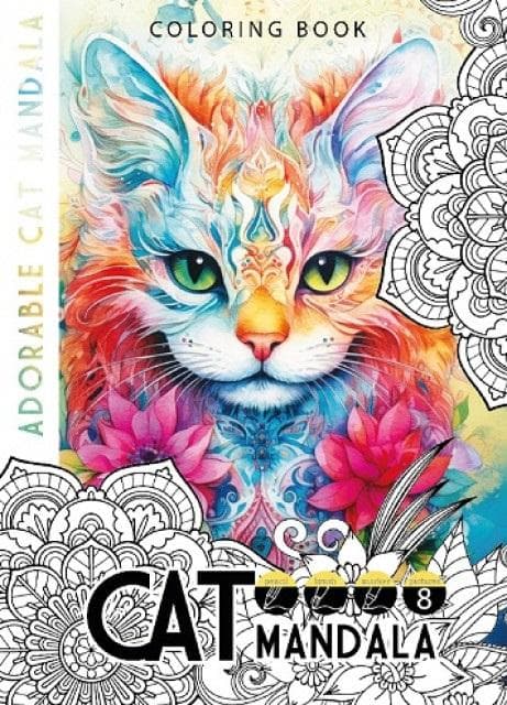 Målarbild A4 8 bilder Kattmandala Katter