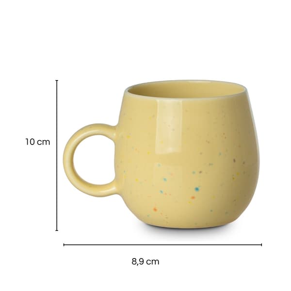 Keltainen 480ml pilkullinen pop-muki