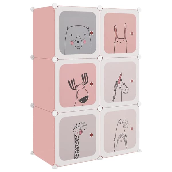 vidaXL børnekubehylde med 6 rum lyserød PP