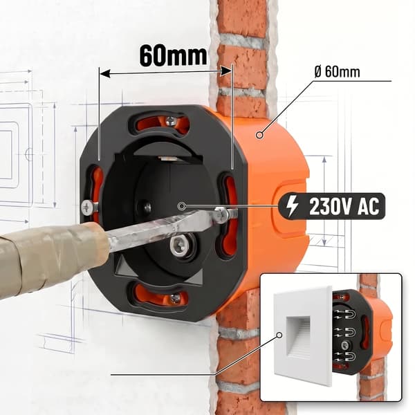 LED-trappbelysning vit 230V aluminium rörelse- och skymningssensor 6000K