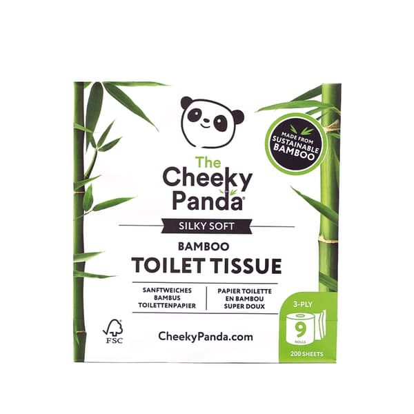 Toalettpapper i 100 % bambu, Cheeky Panda, 9 rullar, FSC, Hypoallergent