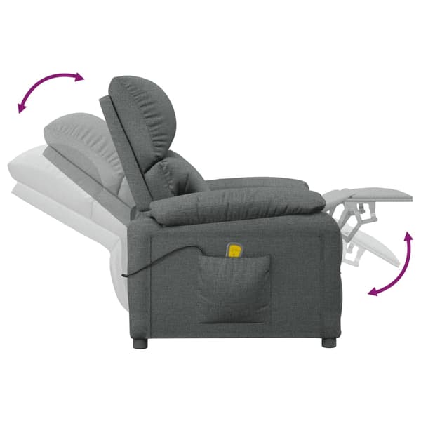vidaXL Massagefåtölj mörkgrå tyg
