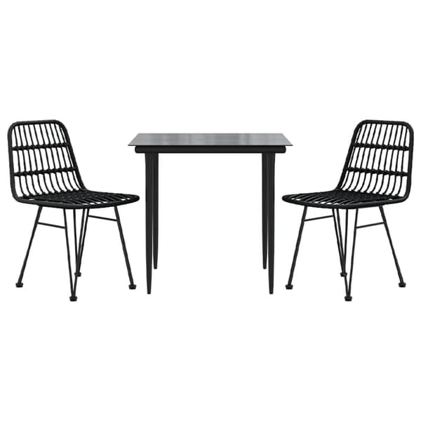 vidaXL havemøbelsæt i 3 dele i polyrattan, sort