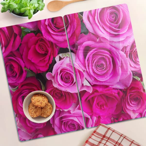 Dekorative glasplader til servering af snacks Rosenbuket 2x30x52 cm