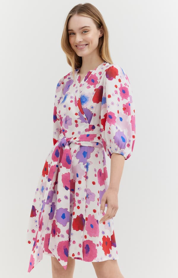 Blomsterkjole med wrap-detaljer 40