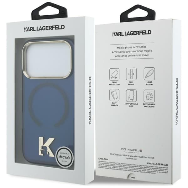 Karl Lagerfeld IML K-hovedlogo MagSafe-etui til iPhone 17 Pro, blå