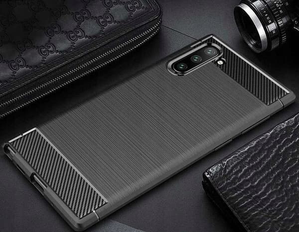Etui til Samsung GALAXY NOTE 10 SILIKONE MAT SORT BAGSIDER + GLAS