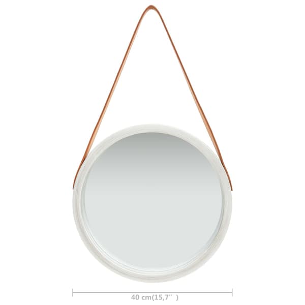 vidaXL vægspejl med strop, 40 cm, sølv