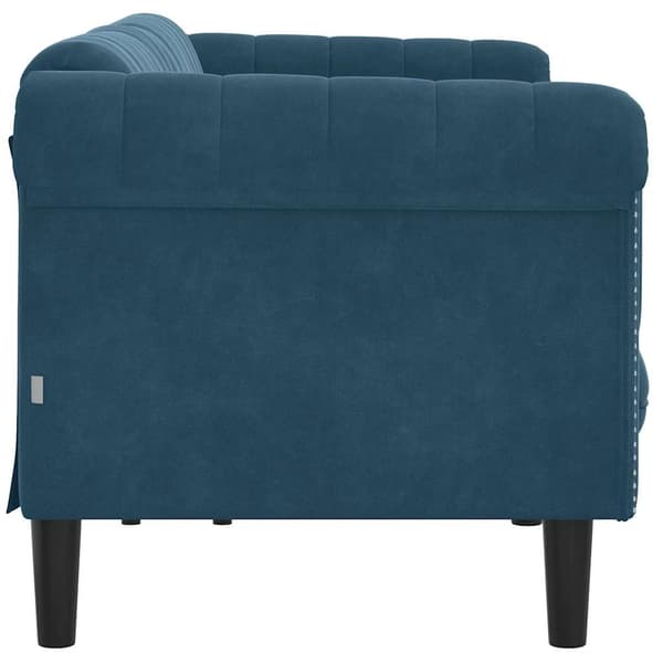 vidaXL 3-sits soffa blå sammetsklädsel