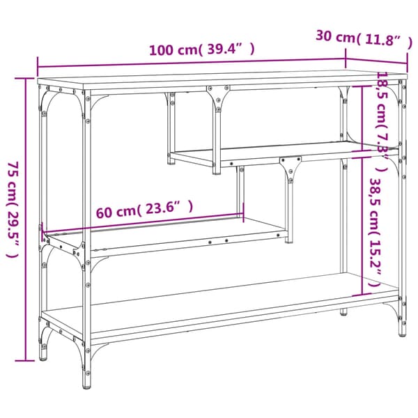 vidaXL konsolbord, sort, 100x30x75 cm