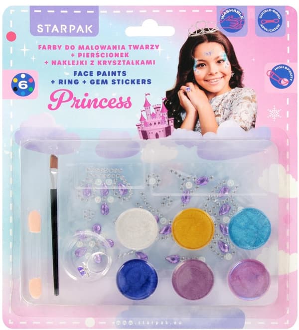 Prinsesse ansigtsmaling, 6 farver