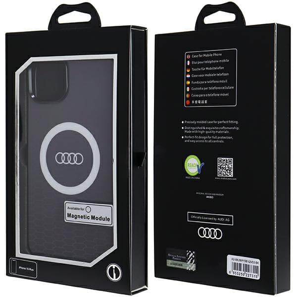 Audi IML MagSafe-etui med stort logo til iPhone 15 Plus, sort