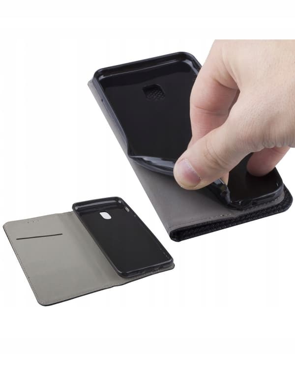 Etui til SAMSUNG GALAXY J7 2017 LUKKET SMART MAGNETETUIL SORT + GLAS