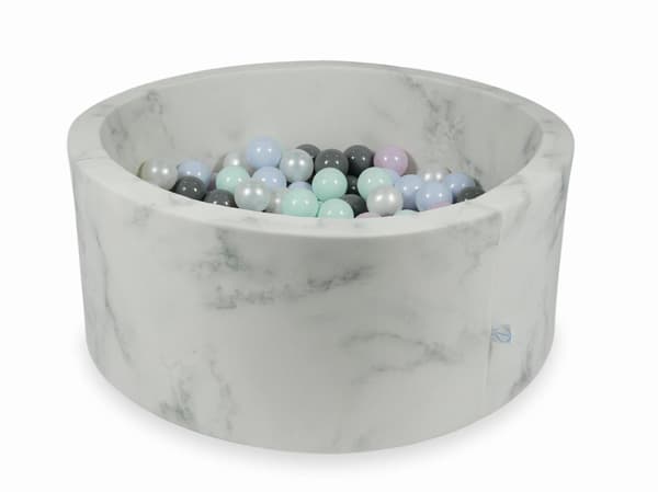 Tør pool 90x40 marmor med 300 bolde: lys mint, lys pink perle, lyseblå perle, perle, grå