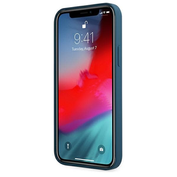Guess Metal Logo Script-skal till iPhone 12 Pro Max, Blå