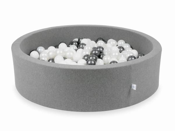 Tør grå pool 110x30 med 400 bolde: hvid, perlemor, metallisk grafit