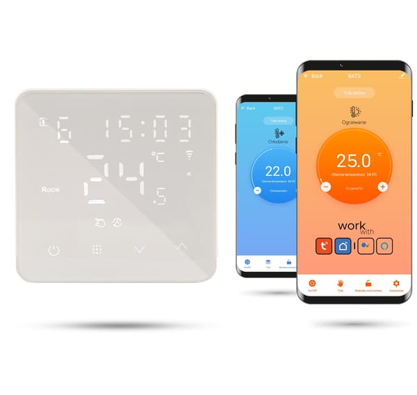 Zigbee Tuya Batteridriven Rumstermostat BAT2 Vit