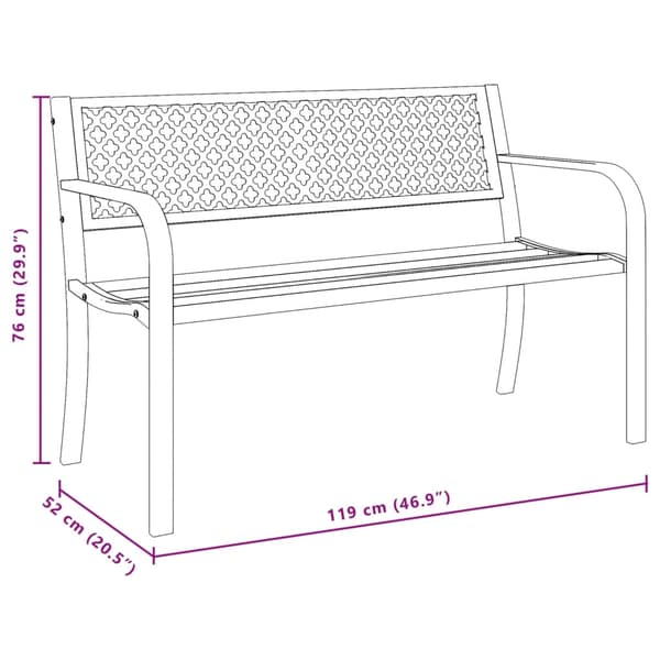 vidaXL havebænk 119 cm sort stål