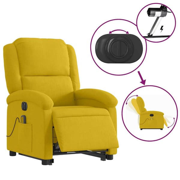 vidaXL Elektrisk lyftbar massagefåtölj gul