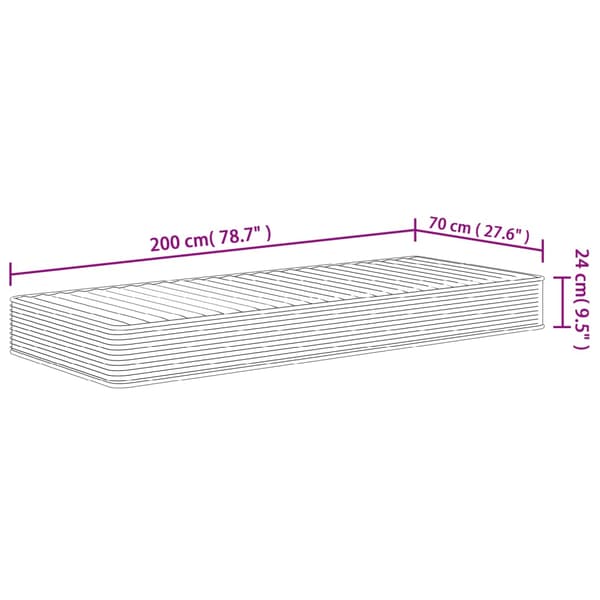 vidaXL skummadras, medium blød, 70x200 cm