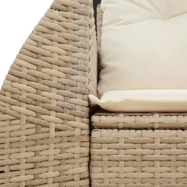 vidaXL Trädgårdssoffa med kuddar, 2-sits, beige, polyrotting