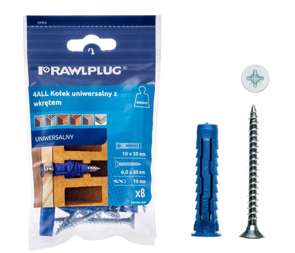 RAWLPLUG Universalplugg med skruv 8 st
