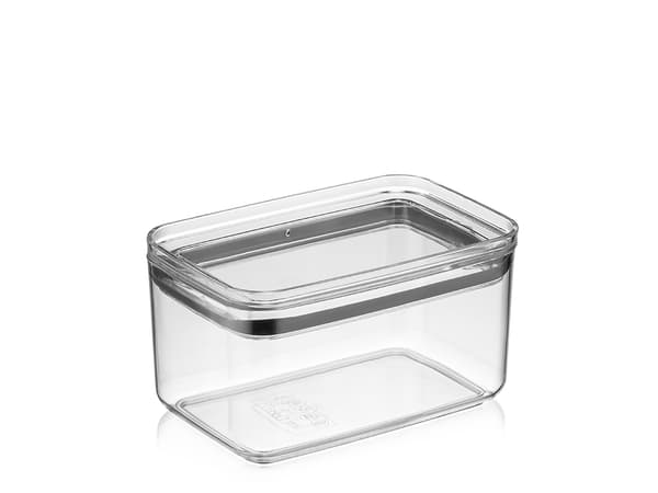 Rektangulär plastkristallbehållare för matförvaring, 1 liter