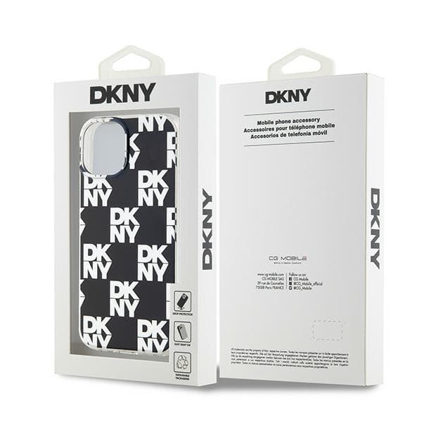 DKNY IML Ternet Mono Mønster Etui til iPhone 15, Sort