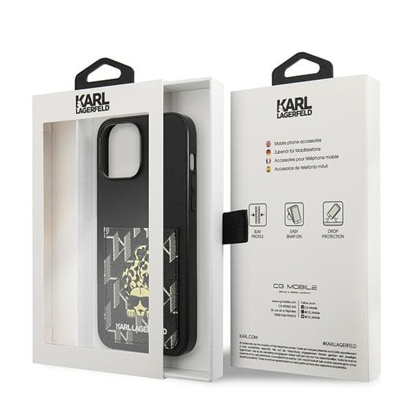 Karl Lagerfeld Karlimals Cardslot -kotelo iPhone 13 Pro Maxille, musta