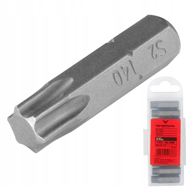 TORX BIT-set 10-delars skruvmejselbits > T9 x 25mm < Vorstahl