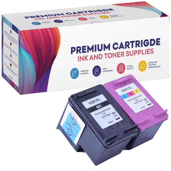 2x blækpatroner til HP GP-H301XL sort+CMY GP