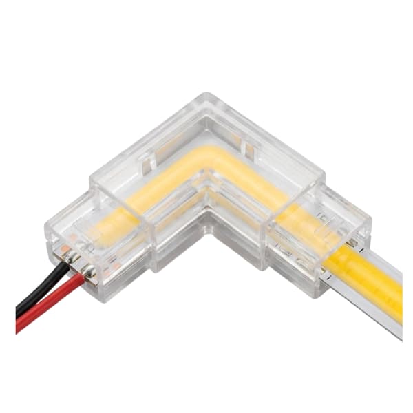 Hjørneforbindelse til 8 mm COB LED-strimler, klikmontering, kabelforbindelse