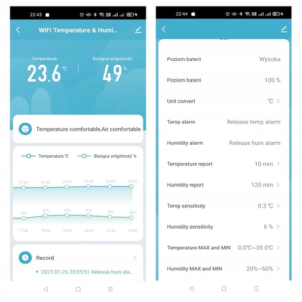 Tuya WIFI temperatur- och fuktighetssensor, LCD-display, klocka, vit TH01W