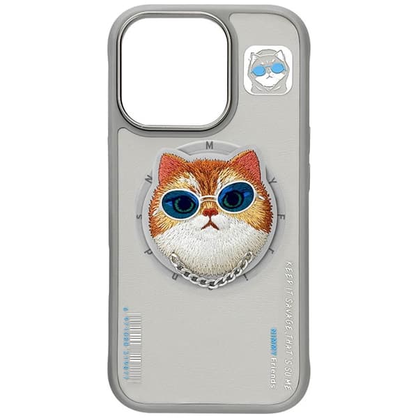 Nimmy Glasses Cool Cat MagSafe-etui til iPhone 16 Pro Max, grå