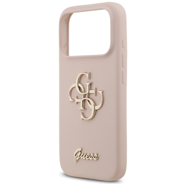 Guess Silicone Big 4G Script -suojakuori iPhone 17 Prolle, pinkki