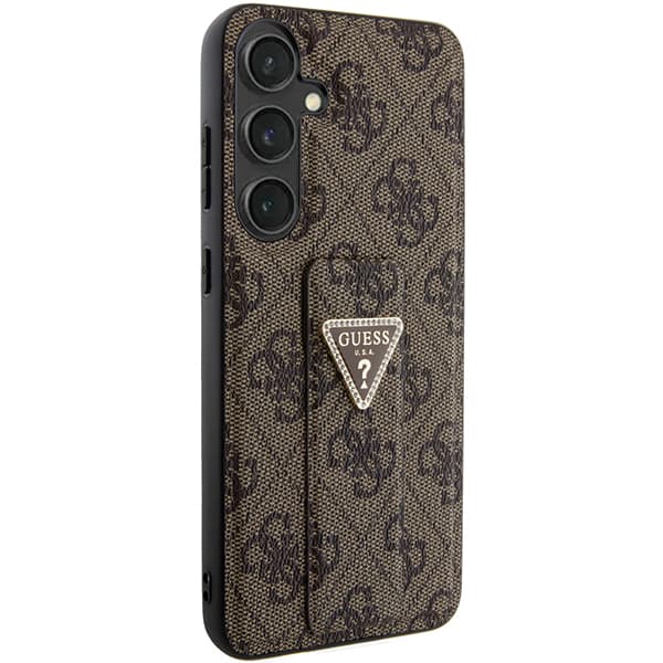 Guess Grip Stand 4G Triangle Strass-etui til Galaxy S24, brun/brun
