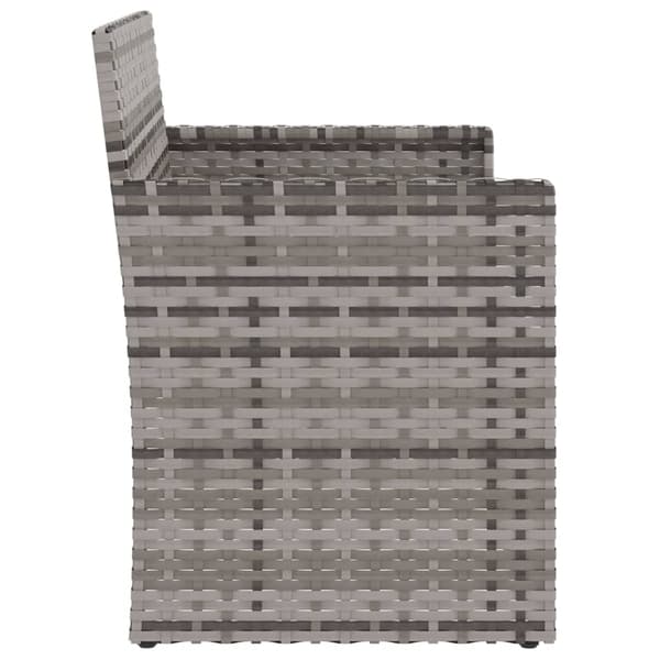 vidaXL Trädgårdsbänk med dynor, grå, 105 cm, polyrotting