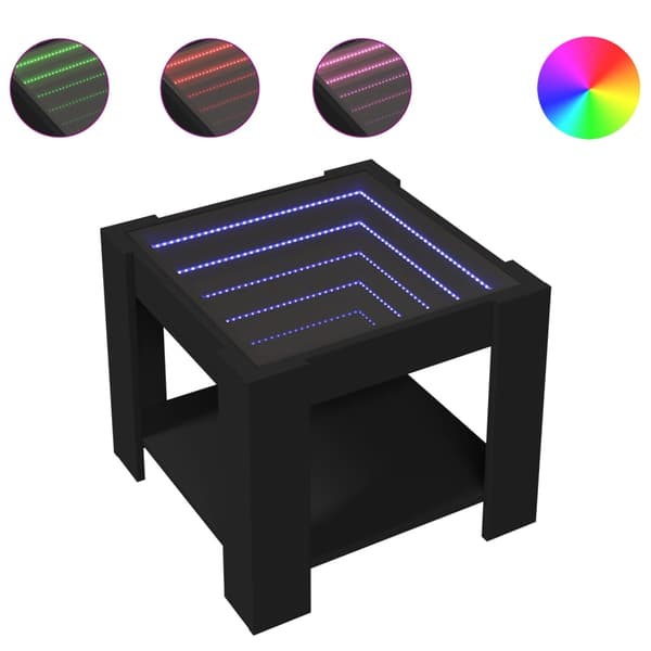 vidaXL sofabord med LED, sort, 53x53x45 cm