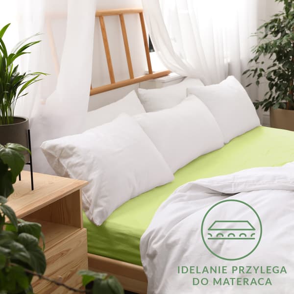 Stræklagen 160x200 elastisk JERSEY 100% BOMULD limegrøn