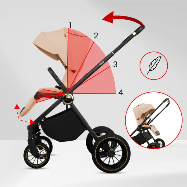 BabyLux ROSSO 2-i-1 klapvogn, gondol, let, foldbart sæt