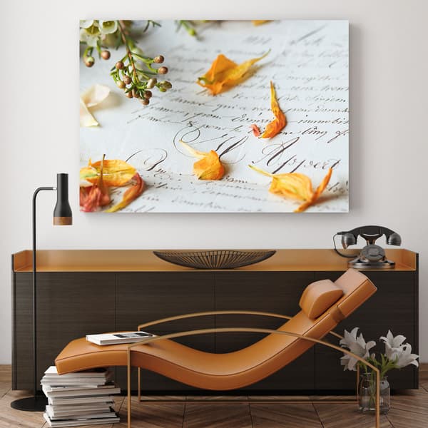 Lærredstryk Botanik Blomsterblade 100x80 cm