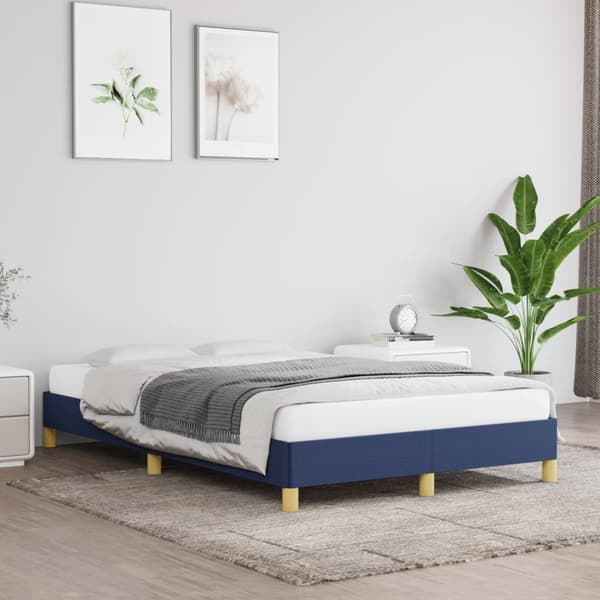 vidaXL sengestel uden madras blå 120x190 cm stof