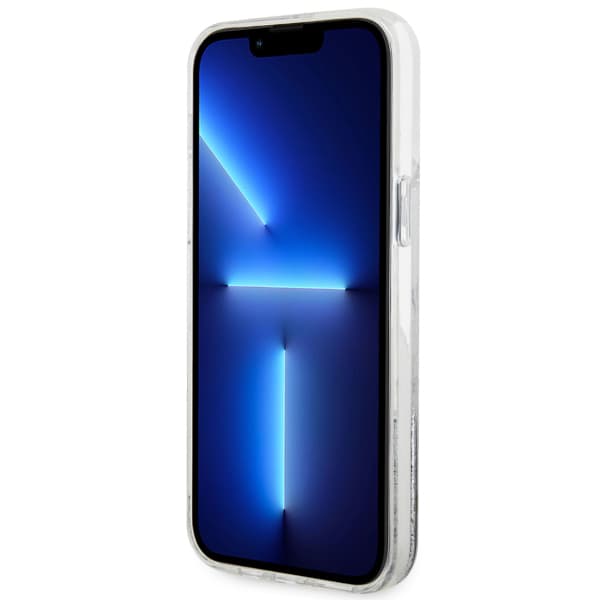Guess Liquid Glitter Marble Cover til iPhone 14 Pro Max, Hvid