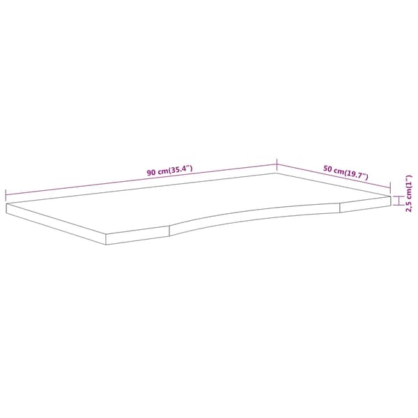vidaXL skrivebordsplade 90x50x2,5 cm rektangulær massiv akacietræ
