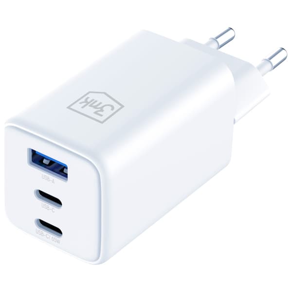 3MK Hyper GaN -laturi 65W 1xUSB-A 2xUSB-C PD QC4+, valkoinen