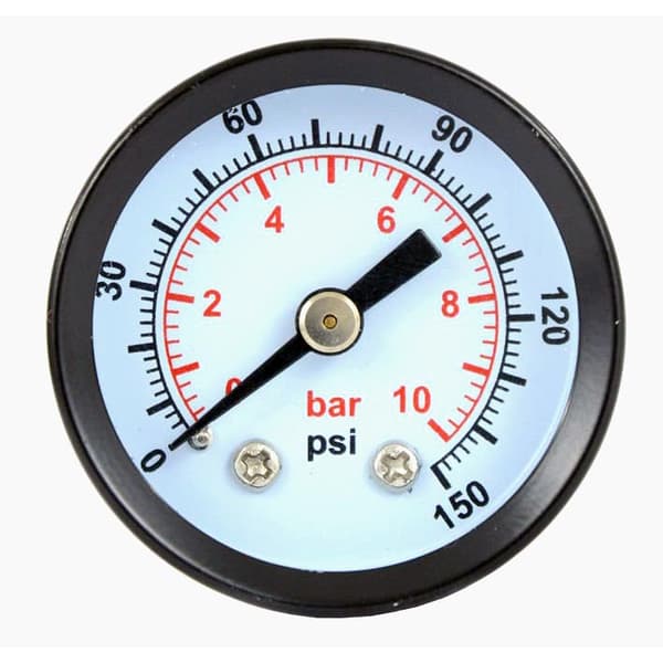 MANOMETER TIL KOMPRESSOR 40MM 0-10 BAR GEVIND 1/4 TOMMER TRYKMÅLERE