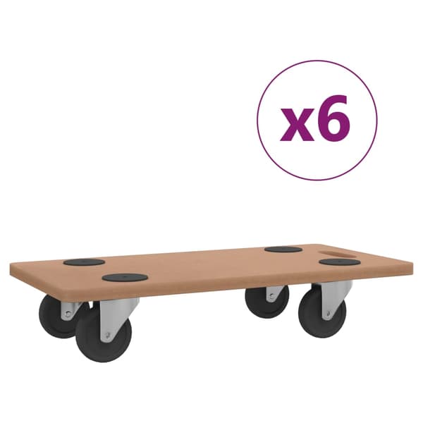 vidaXL Plattformsvagnar, 6 st, Rektangulära, Träbaserat material