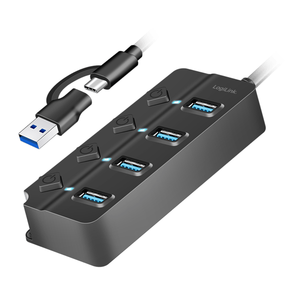 USB 3.2 Gen1 Hub 4xUSB Switche - LogiLink - Hurtig overførsel, kompakt
